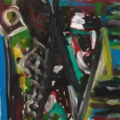 Untitled by Gunter Damisch, mixed media on canvas; unframed, offered Nov 2023