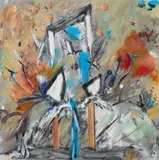Schwalbentor by Christian Ludwig Attersee, 1989, acrylic and lacquer on primed canvas; framed, sold Nov 2023