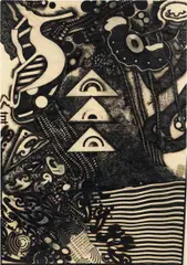 Stencil Scape by Othmar Zechyr, 1970/71, India ink on paper; framed, offered Nov 2023