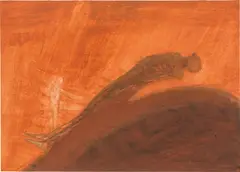 Walter Pichler, Luft im Rücken, 1983, mixed media on paper; framed