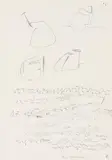 Maria Lassnig, Ligeti, Christofberg, Keine Schönfärberei, 1980, graphite on paper; unframed