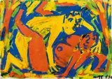 Otto Muehl, Untitled (lovers), 1984, acrylic on paper; framed
