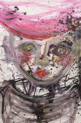 Ina Fasching, Untitled, mixed media on laid paper; framed