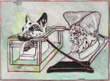Peter Sengl, Doppelbrett, 1989, mixed media on hardboard; framed