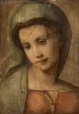 Andrea del Sarto, Madonna, oil on stucco on terracotta (damaged, lose colour spots); unframed