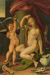 Bartholomäus Spranger, Venus and Amor, oil on copper; framed