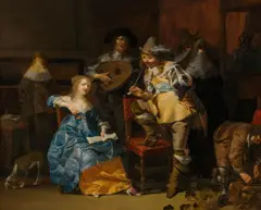Music-making society by Anthonie Palamedesz., oil on panel; framed, sold Nov 2023