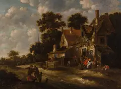 Thomas Heeremans, Farmers in front of a tavern, 1662, oil on panel; framed