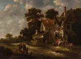 Thomas Heeremans, Farmers in front of a tavern, 1662, oil on panel; framed