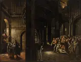 Wolfgang Avemann, Church interior with the healing of Eutyches, oil on copper; framed