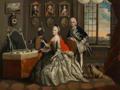 Johann Christian Fiedler, Prince George William of Hesse-Darmstadt (1722-1782) and his sister Caroline Louise of Hesse-Darmstadt (1723-1783) in a splendid interior, c. 1750, oil on canvas; framed