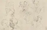 called Kremser-Schmidt Martin Johann Schmidt, Head studies, 1747, pencil on paper; framed