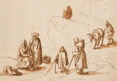 Jan Brueghel the Elder, Figure sketch, pen and brown ink, wash, on paper; unframed