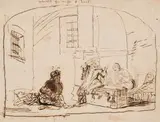 Samuel van Hoogstraten, Joseph interprets the dreams of two prisoners, pen and brown ink on paper; framed