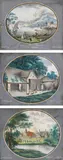 Wilhelmine Seyfried, Mixed lot (3 pieces): "L'entrée au Port de Boston dans l'Amérique" - Homestead - Hay harvest, 1796, watercolour on paper; framed