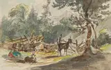 Shepherdess with two goats by Friedrich Gauermann, pencil, watercolour on paper; framed, sold Nov 2023