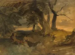 Forest study by Friedrich Gauermann, oil on paper; framed, offered Nov 2023
