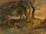 Forest study by Friedrich Gauermann, oil on paper; framed, offered Nov 2023