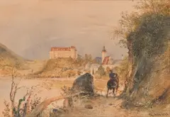 Rudolf von Alt, Grein on the Danube with Greinburg Castle, 1846, watercolour on paper; framed