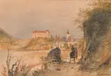 Rudolf von Alt, Grein on the Danube with Greinburg Castle
