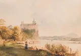 Rudolf von Alt, View on Schloss Persenbeug and Ybbs on the Danube, 1845, watercolour on paper; framed