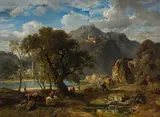 Carl Ebert, Maglag Town and Fortress with the Hussar Spring in Bosnia, 1883, oil on canvas; framed
