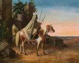Josef Anton Strassgschwandtner, Oriental horseman, oil on canvas; framed