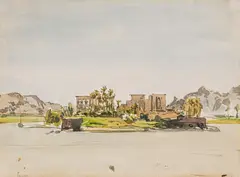 Leopold Carl Müller, View of the island Philae, Egypt, c. 1880/81, watercolour on paper; framed