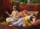 Louis Adolphe Tessier, Harem scene, 1891, oil on canvas; framed