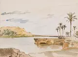 Leopold Carl Müller, Bay in Assuan, Egypt, c. 1880/81, watercolour on paper; framed