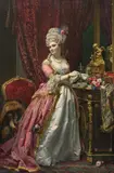 Emanuel Stöckler, Elegant lady in her boudoir, watercolour on paper on canvas; framed