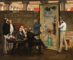 Louis Delbeke, The art connoisseurs, oil on panel; framed