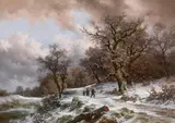 Remigius Adrianus Haanen, Family in winter landscape, 1879, oil on canvas; framed