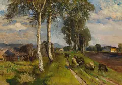 Marie Egner, Summer in the Salzburg Moor, c. 1917, oil on paper on cardboard; framed