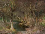 Willows in the creek bottom (Krems) by Emilie Mediz-Pelikan, 1895, oil on canvas; framed, sold Nov 2023