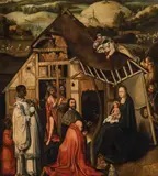 Hieronymus Bosch, Adoration of the Magi, oil on panel; framed