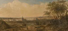 Anthonie van Croos, River landscape with view of a city, oil on panel; framed