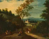 Maximilian Joseph Schinnagl, A lively country road, oil on canvas; framed