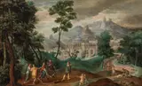 Jacob Grimmer, The triumphal entry of Christ in Jerusalem, oil on panel; framed