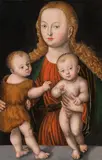 Lucas Cranach the Elder, The Virgin and Child with the Infant Saint John, c. 1520/30, oil on panel; framed
