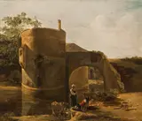 Adam Pynacker, Shepherds at a bastion, c. 1649, oil on panel; framed