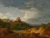 Martin von Molitor, Romantic landscape with ruins, c. 1790, oil on panel; framed