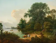 Franz Rechberger, Landscape with grazing cattle, 1792, oil on panel; framed
