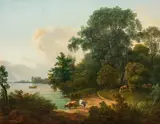 Franz Rechberger, Landscape with grazing cattle, 1792, oil on panel; framed
