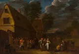 David Teniers the Younger, Peasants dancing, oil on canvas; framed
