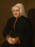 Lambert van Noort, Portrait of a lady with fur-trimmed robe, 1559, oil on panel; framed