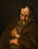 Sleeping Saint (the dreaming St. Joseph ?) by Rembrandt Harmensz van Rijn, oil on panel; framed, sold Jun 2023