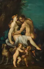 Artists of the Rudolfinian court c. 1600, Zeus and Callisto, oil on copper; framed