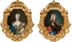 Joseph Vivien, Portraits of Karl Albrecht of Bavaria (1697-1745) and his wife Maria Amalia (1701-1756) (pair), oil on panel; framed