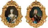 Joseph Vivien, Portraits of Karl Albrecht of Bavaria (1697-1745) and his wife Maria Amalia (1701-1756) (pair), oil on panel; framed